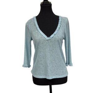 Calme Sheer Blue V-Neck Top – Effortlessly Chic